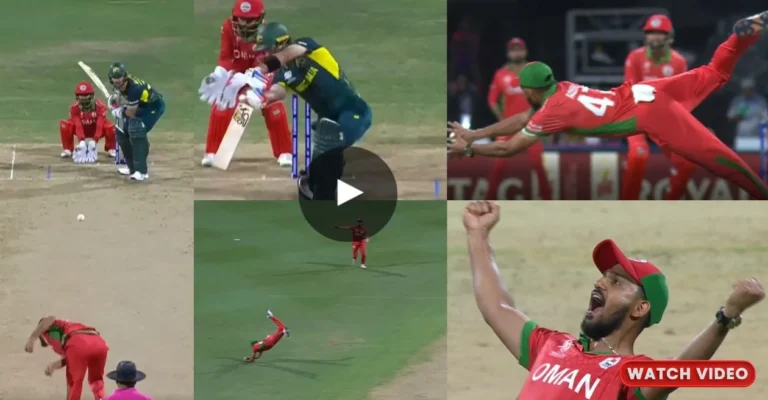 WATCH: Aqib Ilyas takes an extraordinary catch to dismiss Glenn Maxwell for a golden duck | AUS vs OMN, T20 World Cup 2024